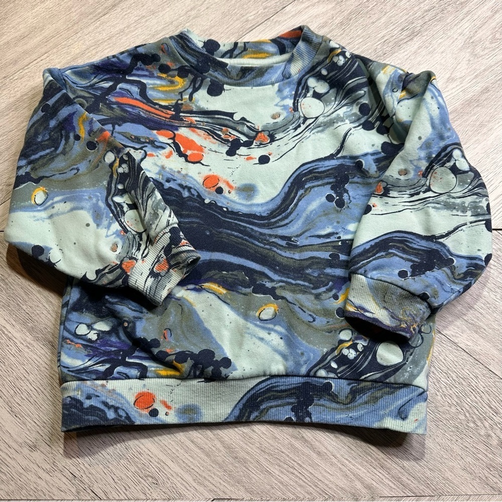H&M Toddler Crewneck Sweater - Blue, Orange, Gray Abstract 3T
